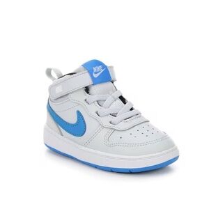 NIB Nike Court Borough Mid 2 Sneakers- Platinum, Photo Blue, White (6 Toddler)